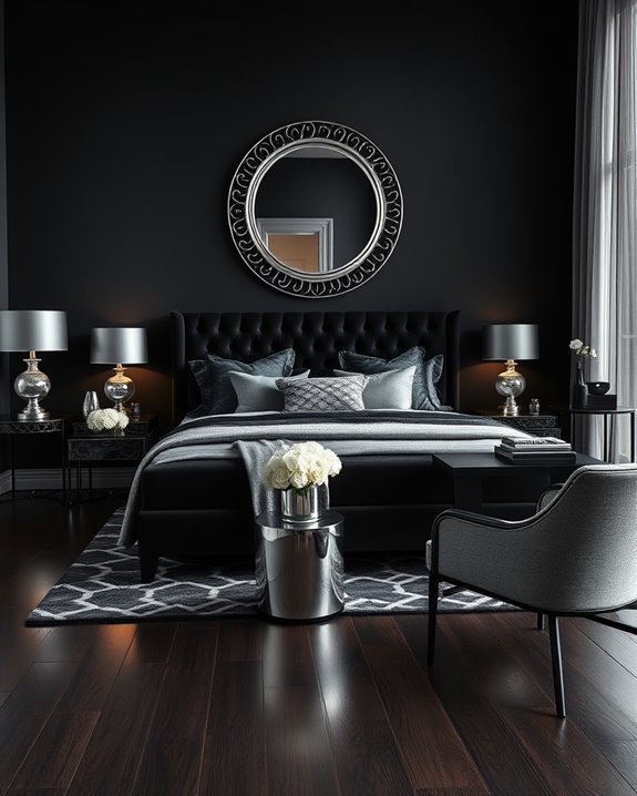 chic black and silver accents