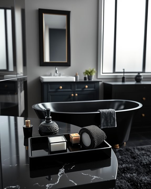 chic black bathroom accessories