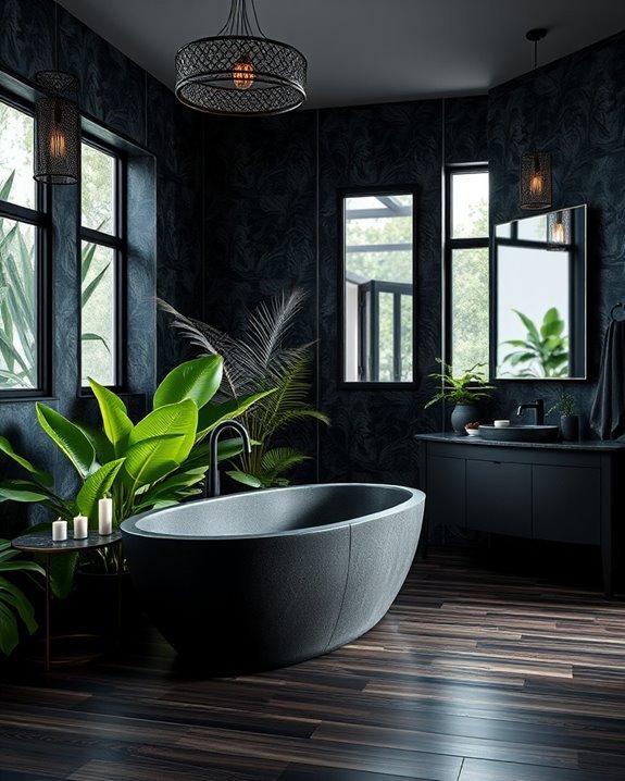 chic black bathroom lighting