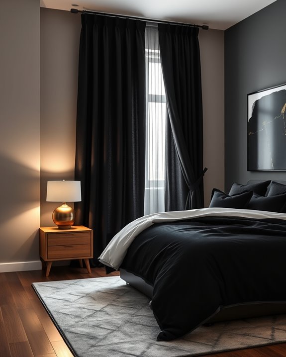 chic black curtains enhance privacy