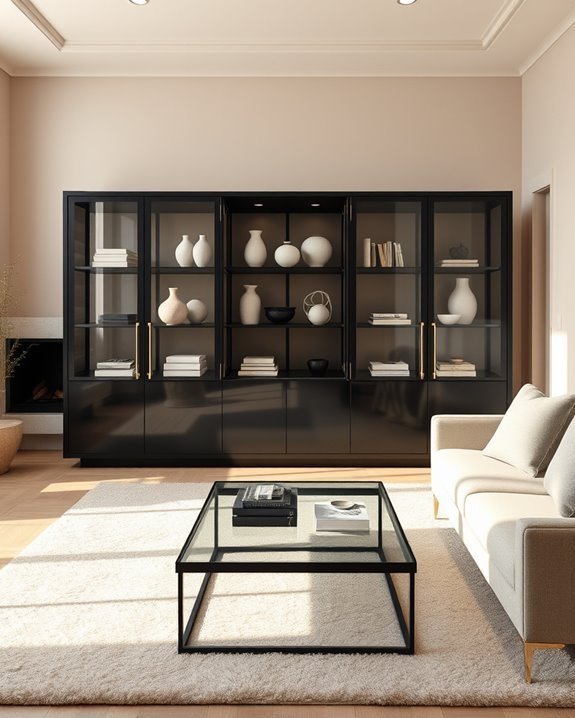 chic black display cabinets