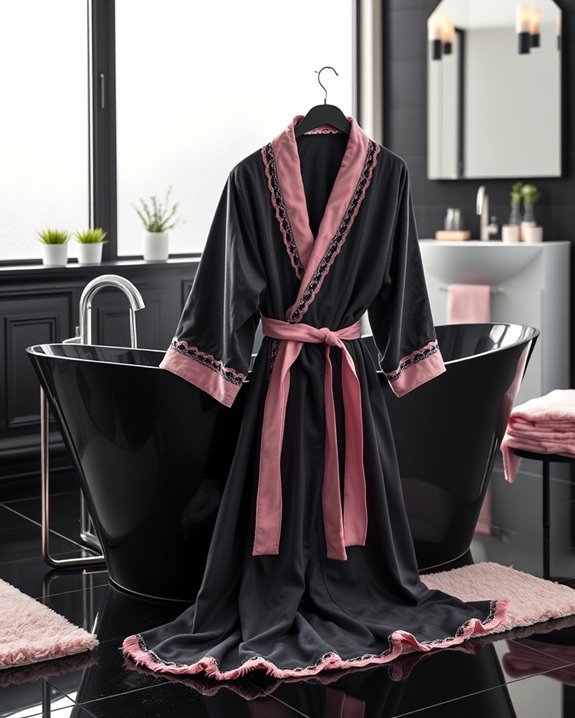 chic black pink bathrobe