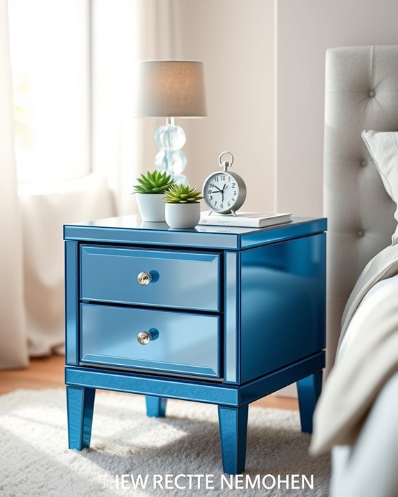 chic blue mirrored elegance