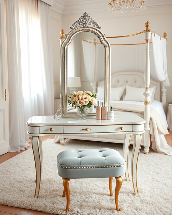 chic bridal vanity setup