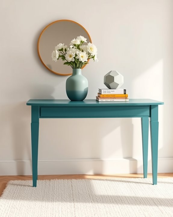 chic colorful entryway table