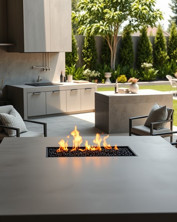 chic concrete outdoor kitchen