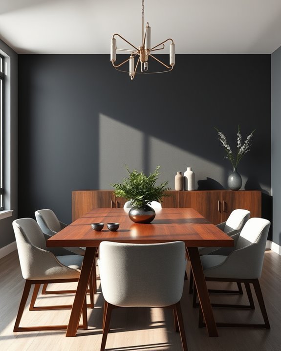 chic dark grey dining transformation