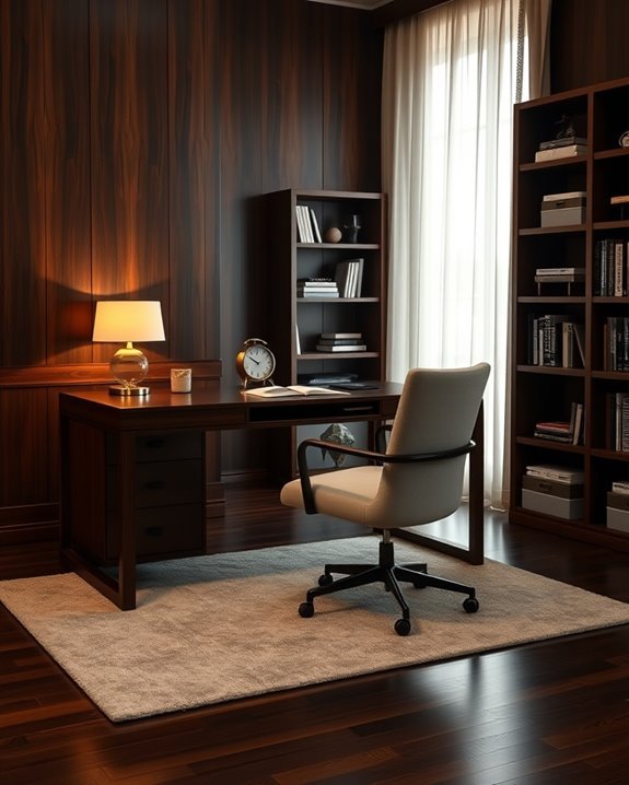chic dark wood workspace design