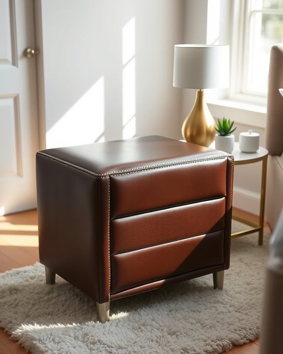 chic faux leather nightstand