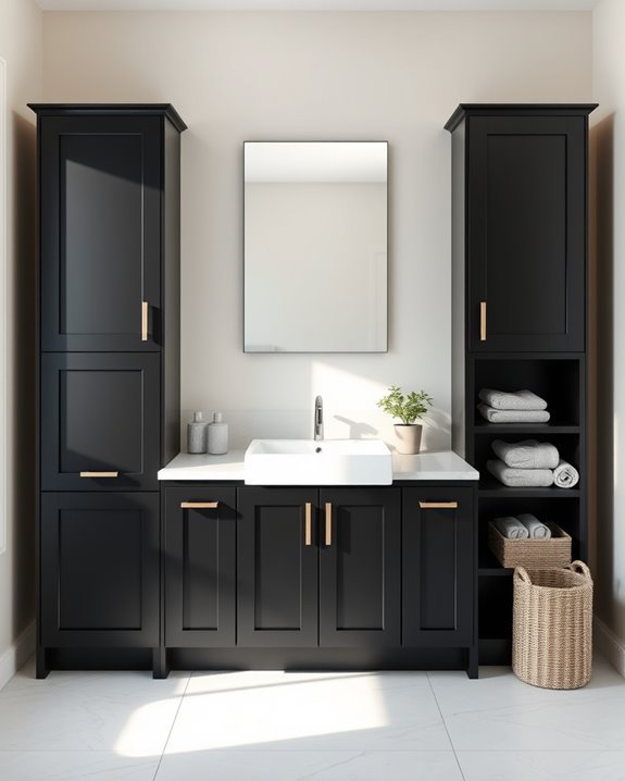 chic functional black cabinets