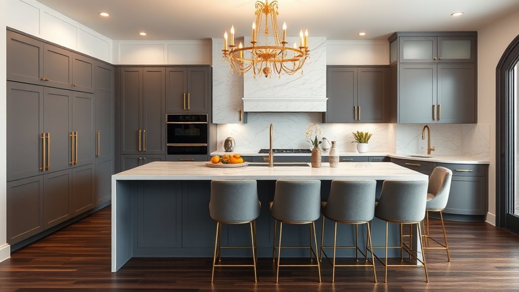 chic grey and gold kitchens