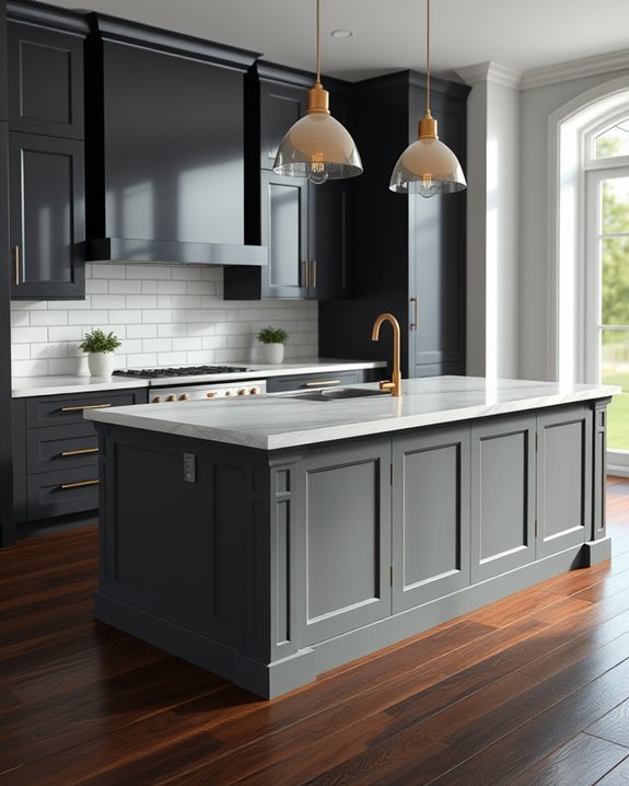 chic grey kitchen island