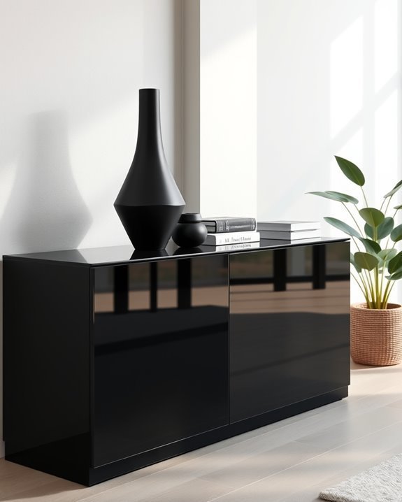 chic high gloss black console