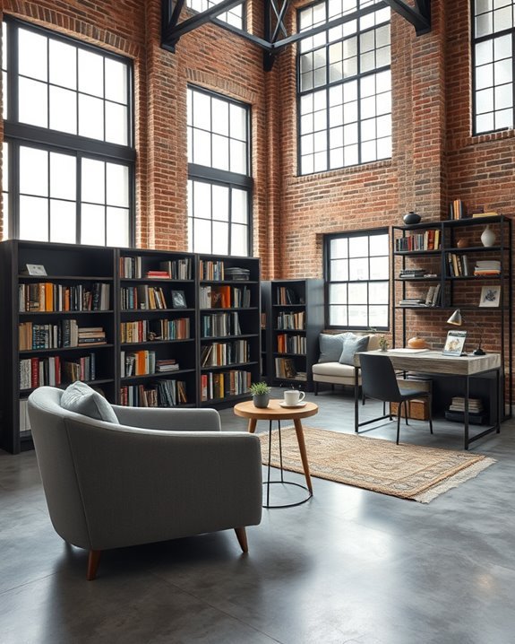 chic industrial library design