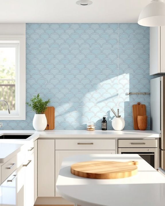 chic light blue tiles