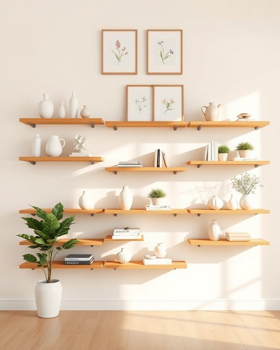 chic minimalist wall shelving