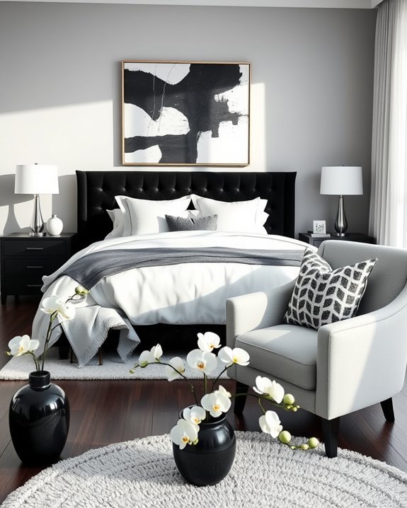 chic monochrome bedroom transformation