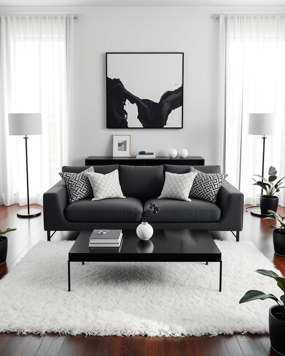 chic monochrome living room