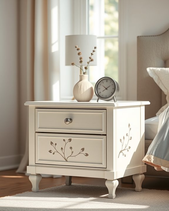 chic nightstand stenciled makeover