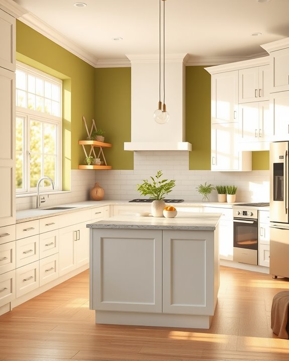 chic olive green kitchen
