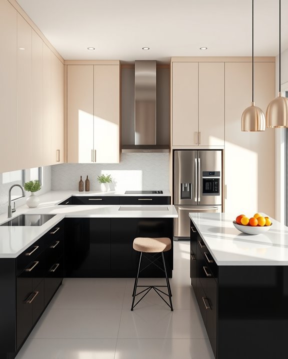 chic two tone kitchen cabinets