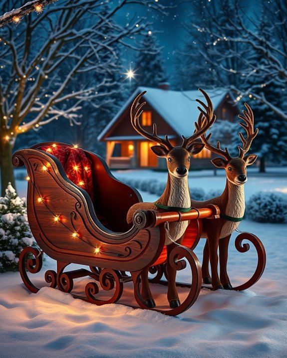 christmas sleigh and reindeer