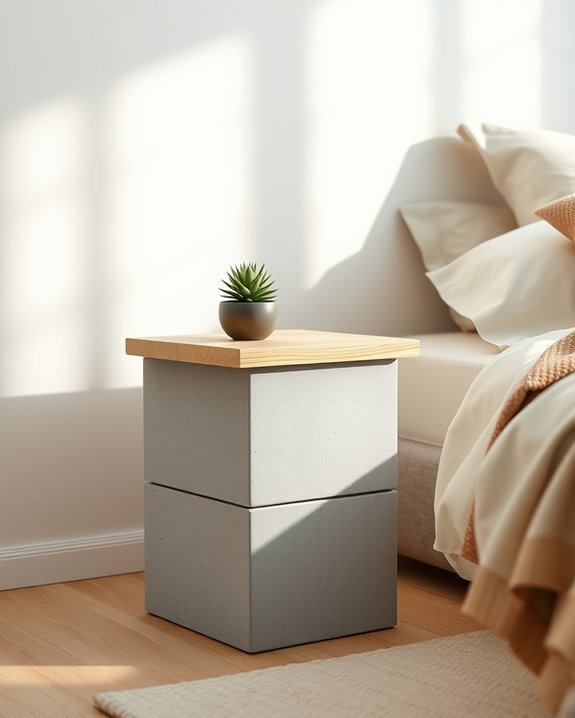 cinder block bedside table
