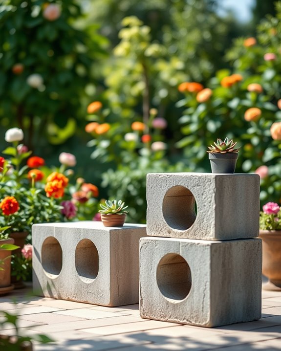 cinder block garden stools