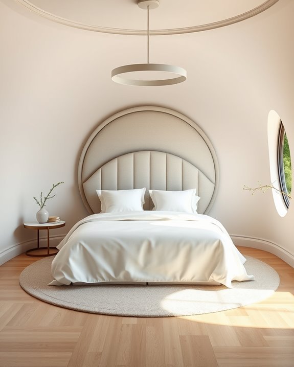 circular headboard enhances style
