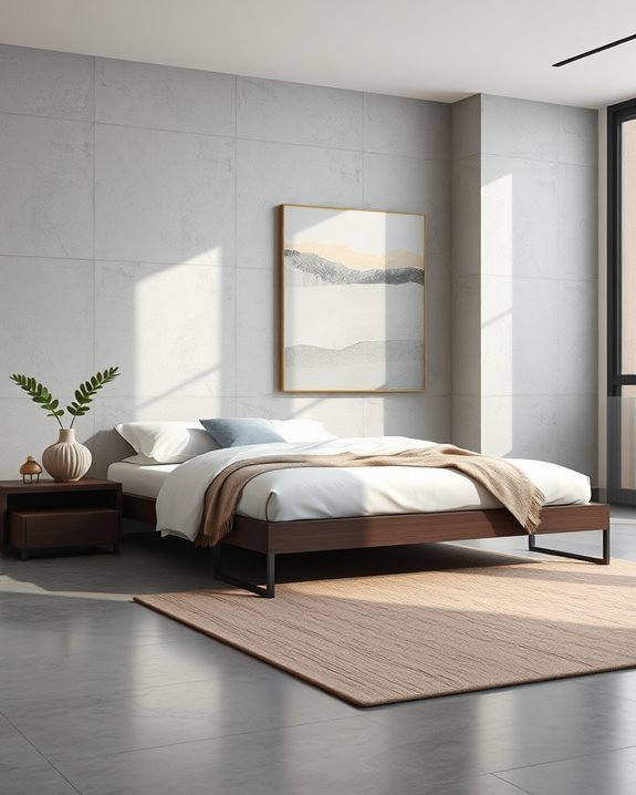 classic concrete bedroom design