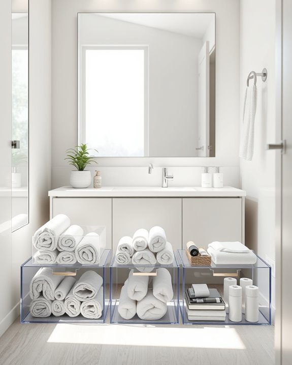 clear organized bathroom storage