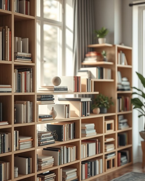 clever wallpaper bookshelf illusions