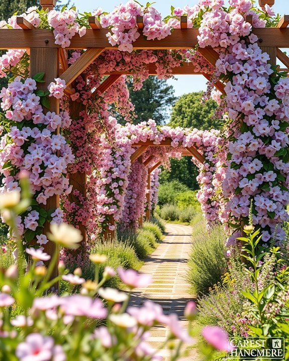 climbing flowers on trellis