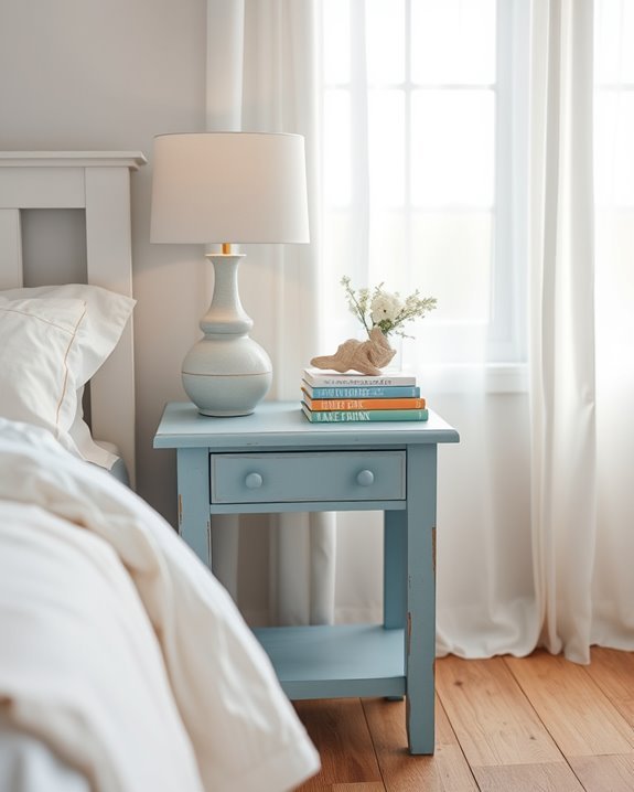 coastal blue bedside tables