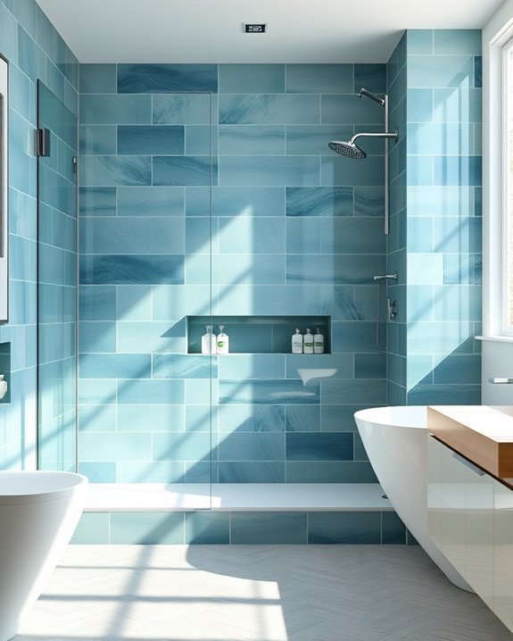 coastal blue shower design
