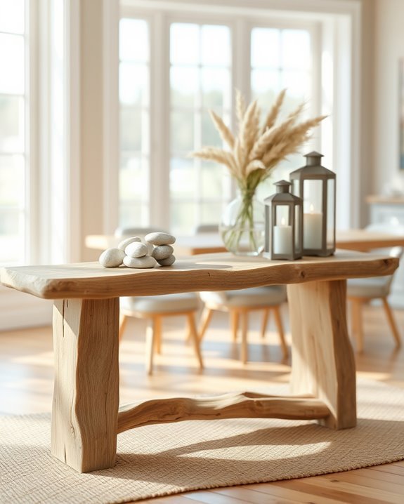 coastal console table decor