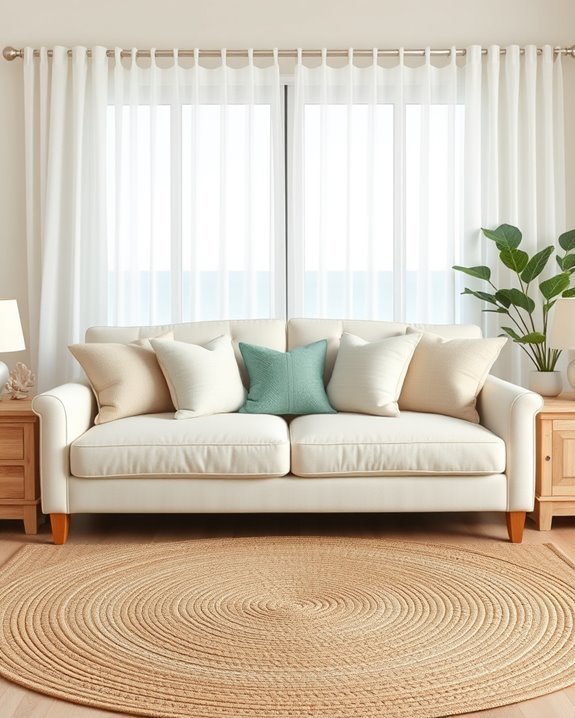coastal cream sofa decor
