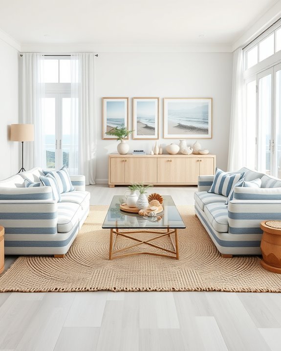 coastal decor with stripes