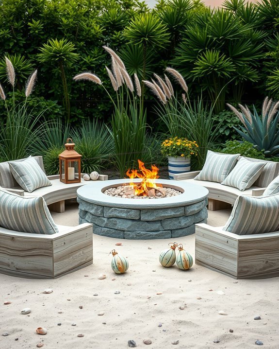 coastal fire pit decor