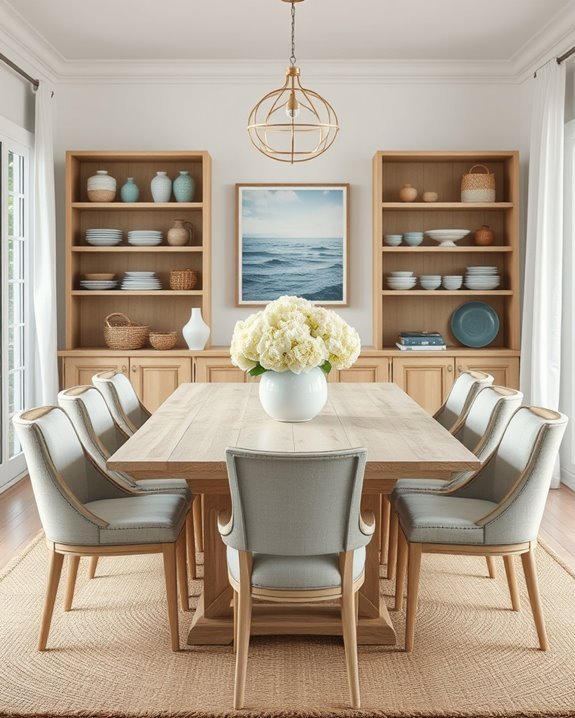coastal inspired open shelving