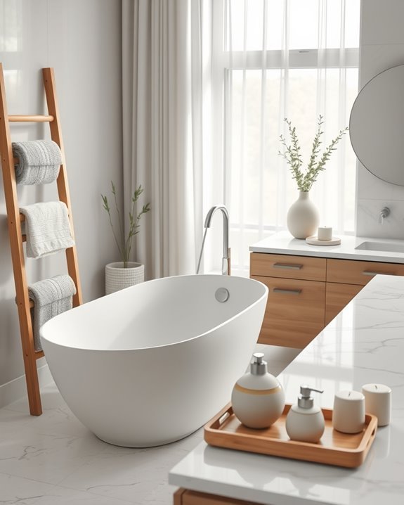 cohesive bathroom accessory styling