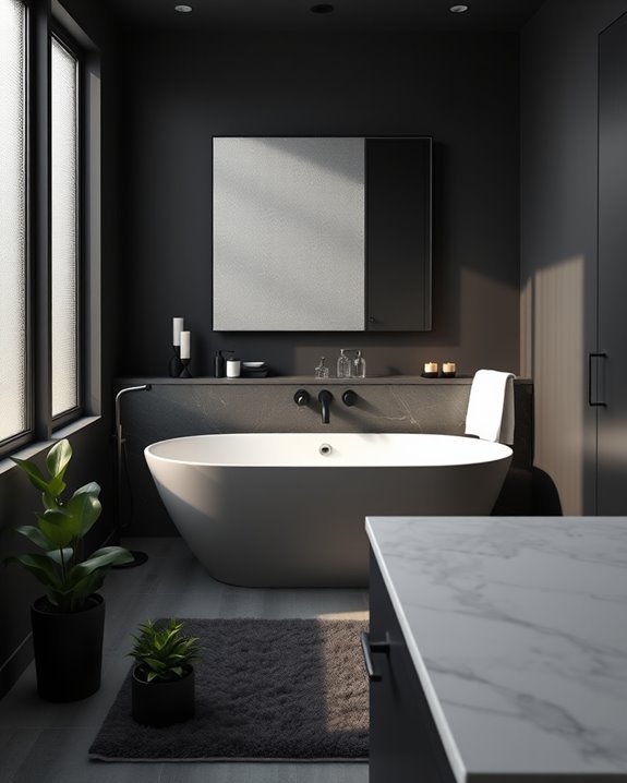cohesive dark bathroom palettes