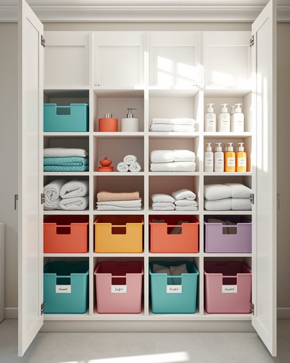 color coded bathroom organization