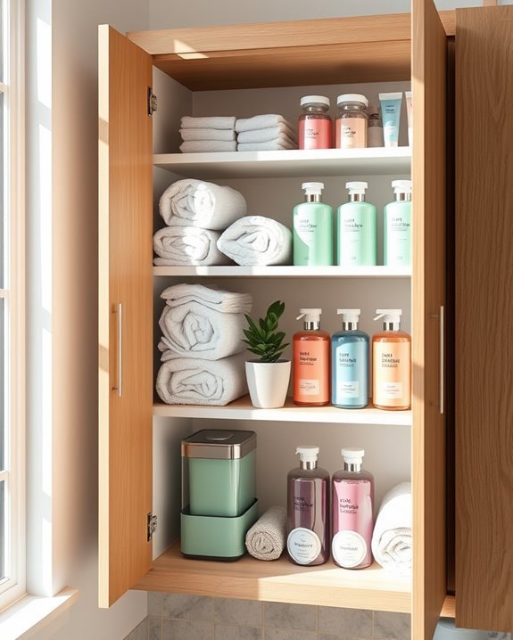 color coded bathroom organization system
