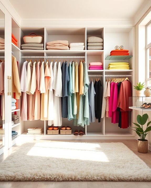 color coded wardrobe organization