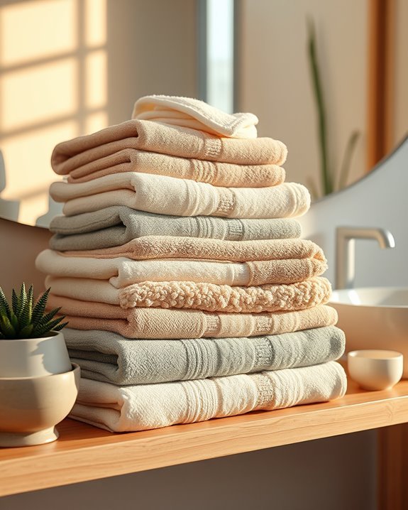 color coordinated towel arrangement