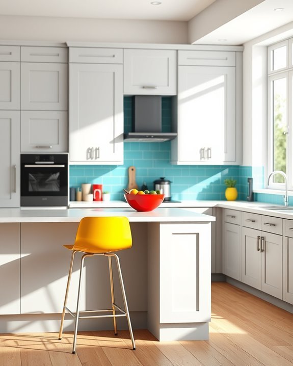 colorful accents brighten kitchens