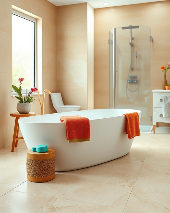 colorful accessories enhance beige