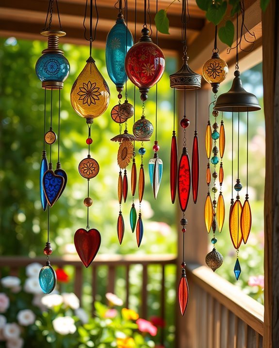 colorful artistic wind chimes