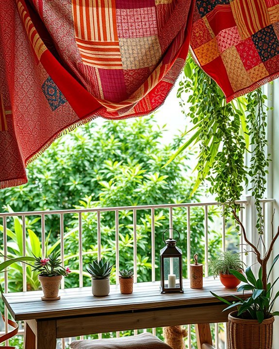 colorful balcony fabric displays